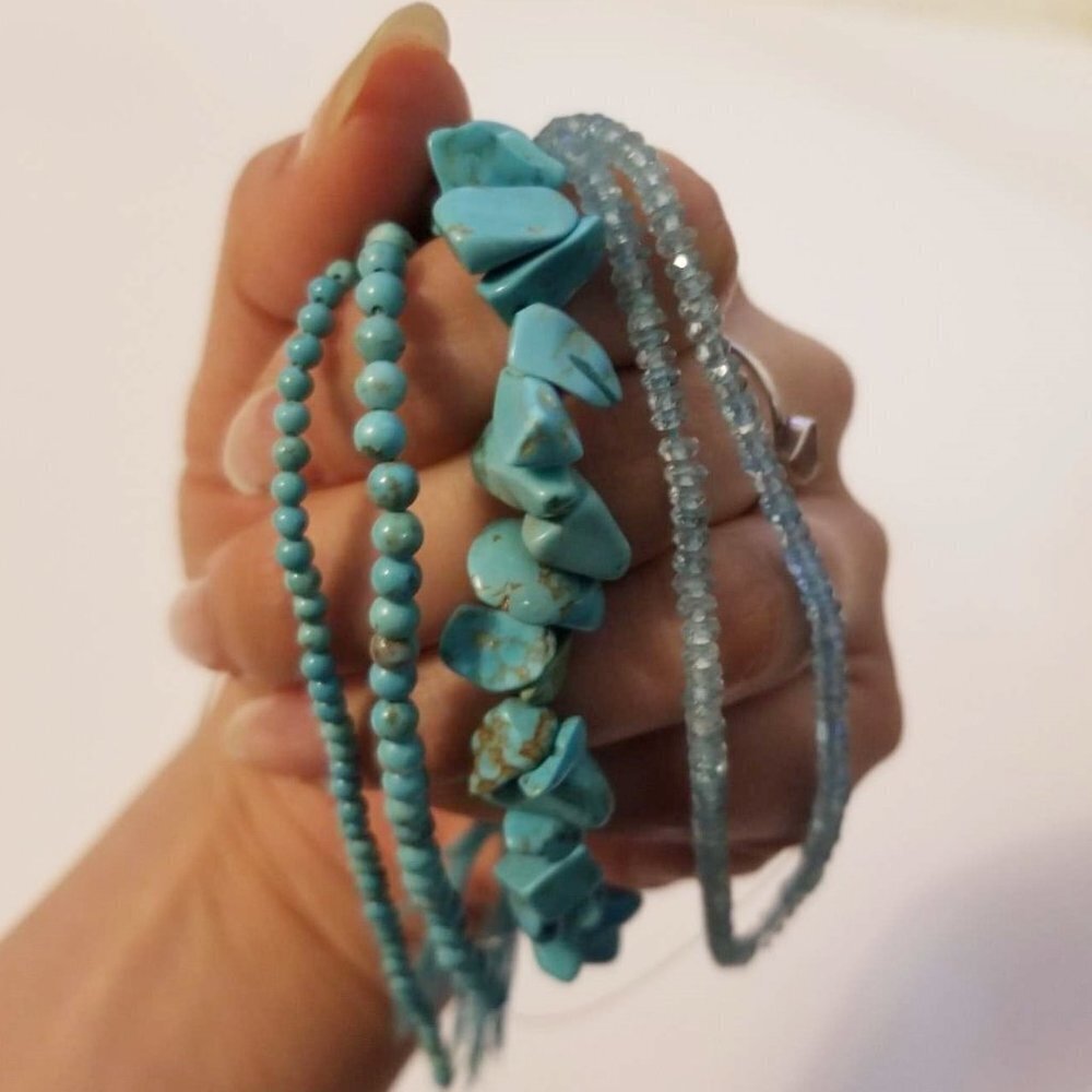 Bundle Of Beads Rondelle Faceted Turquoise Round Chip Beads Diy